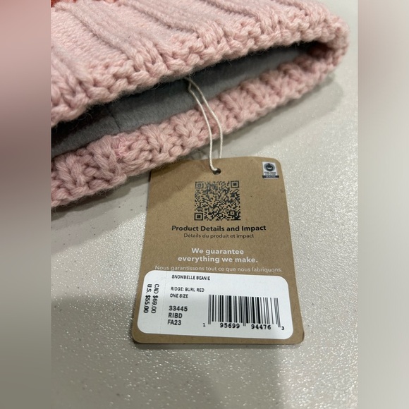 Patagonia Women's Snowbelle Beanie Ridge Burl Red NWT Recycled Wool Orange - Picture 4 of 8